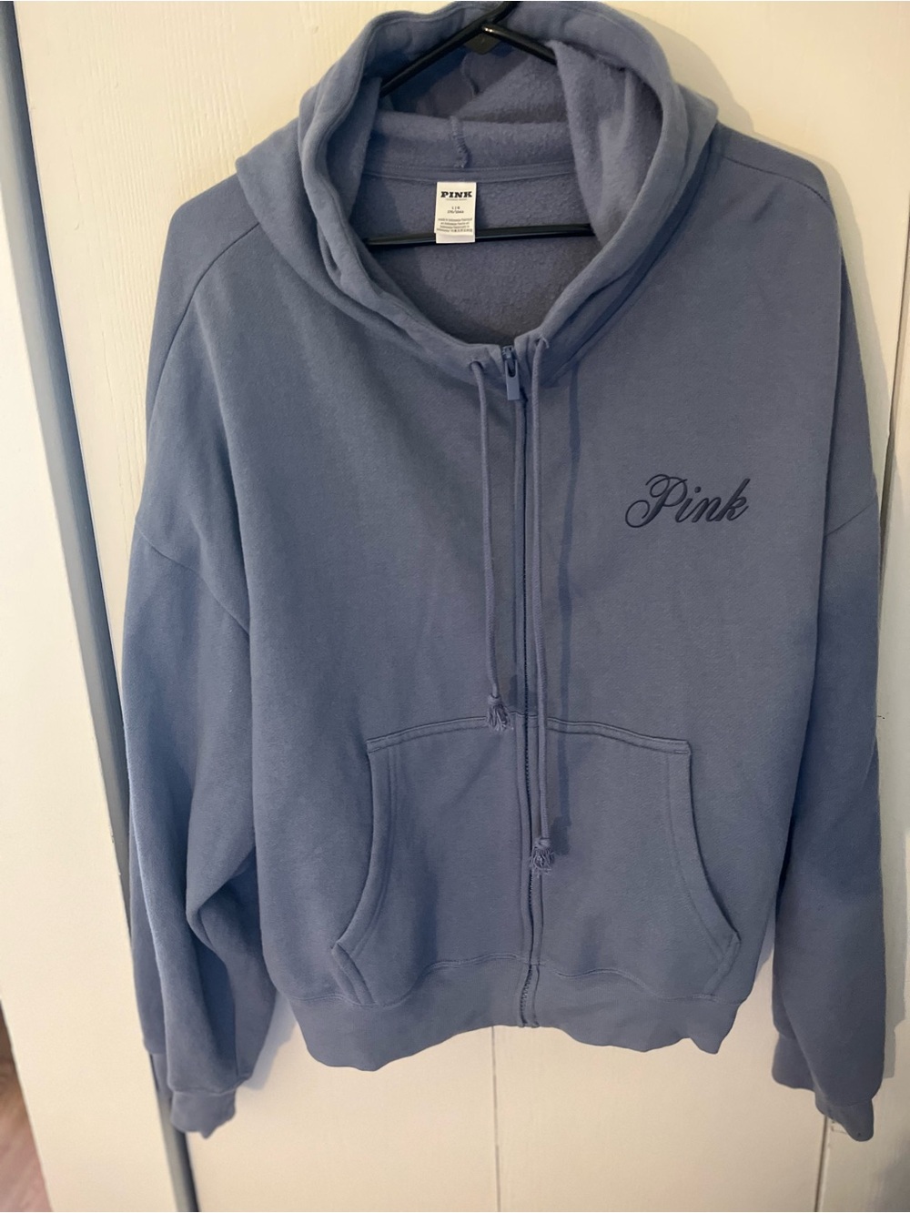 PINK Victoria's Secret Dusty Blue Full-Zip Hoodie